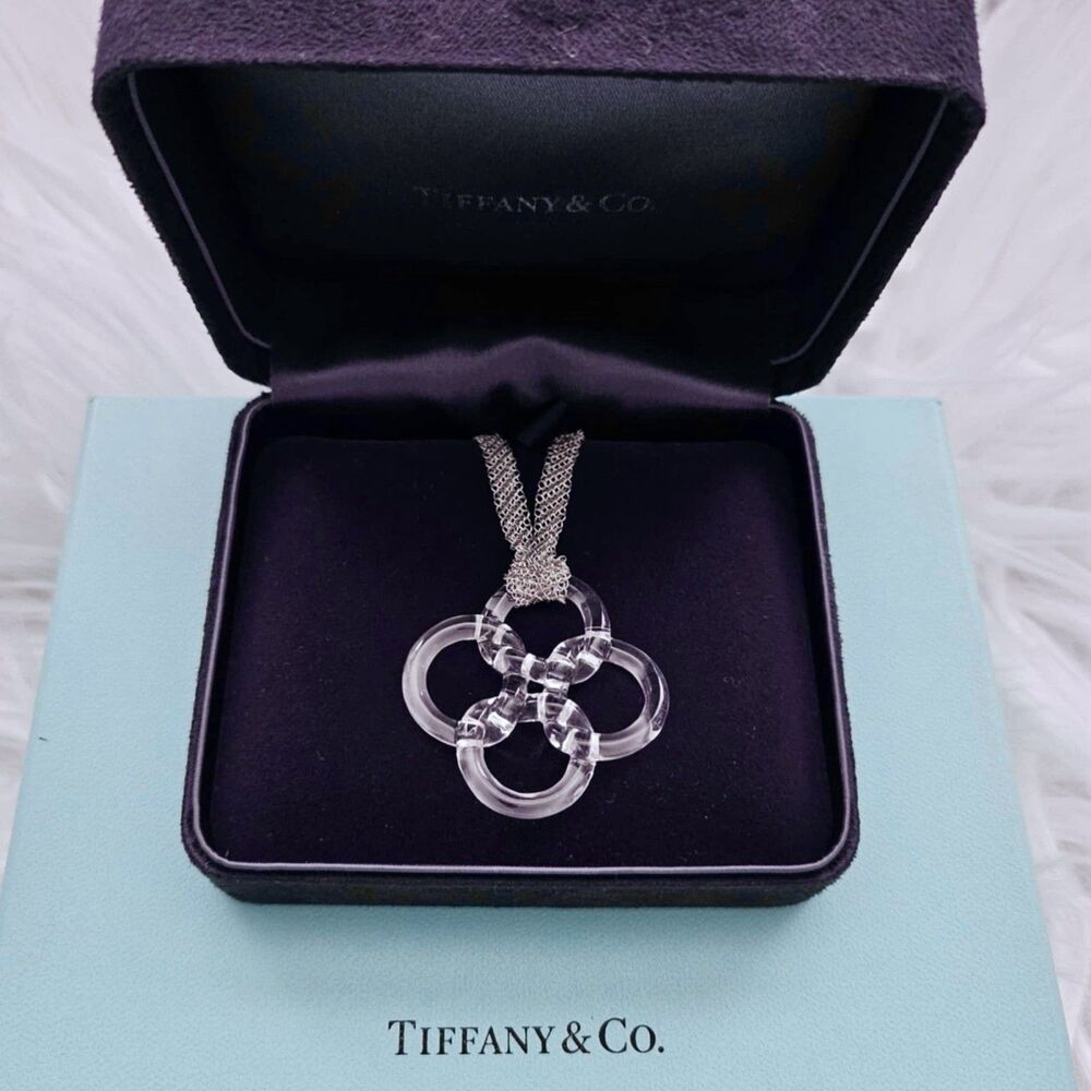 Vintage Tiffany & Co. Elsa Peretti Quadrifoglio Rock Crystal Pendant Necklace